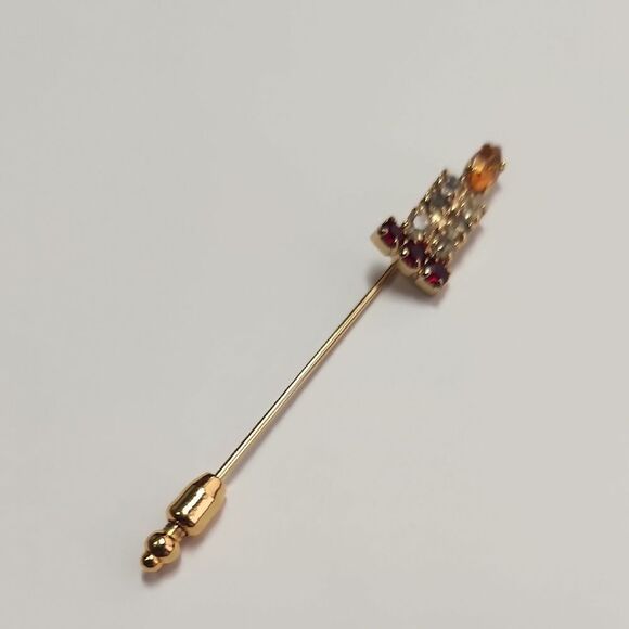 Candle Gold and Red Stick Pin - Picture 3 of 5